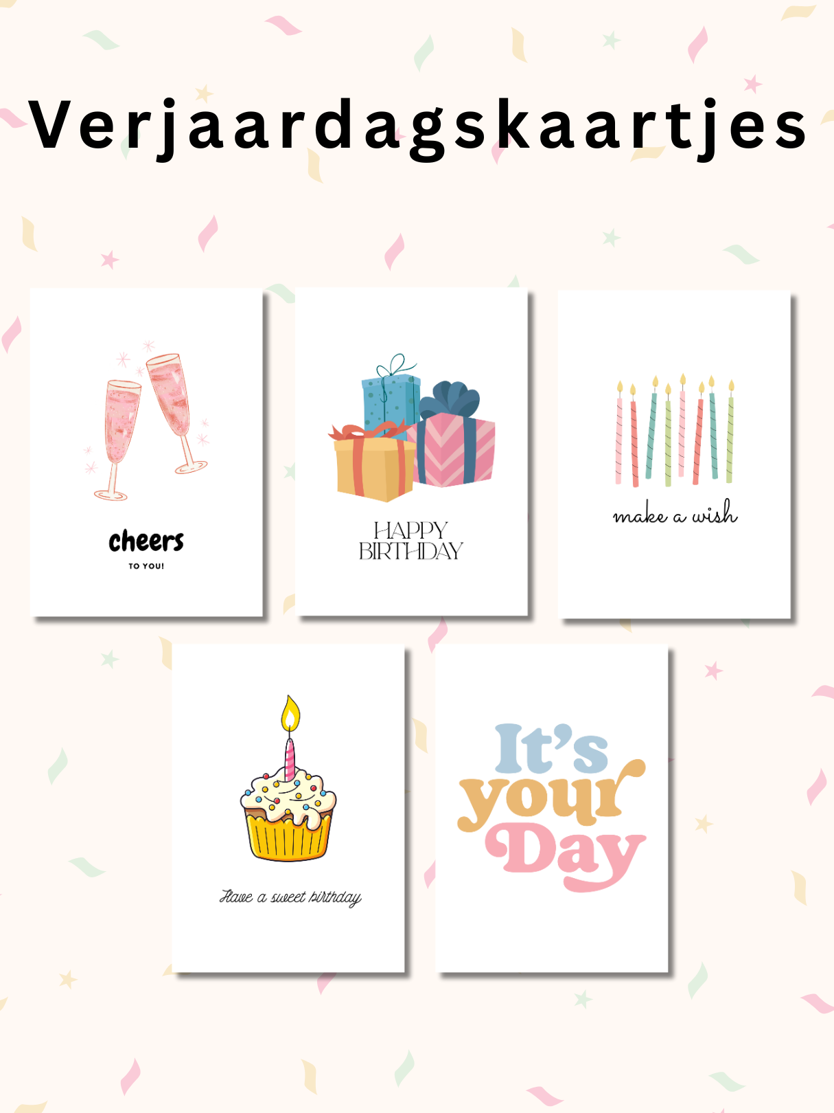 Verjaardagskaartjes set 2