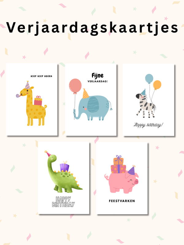 Verjaardagskaartjes set 3