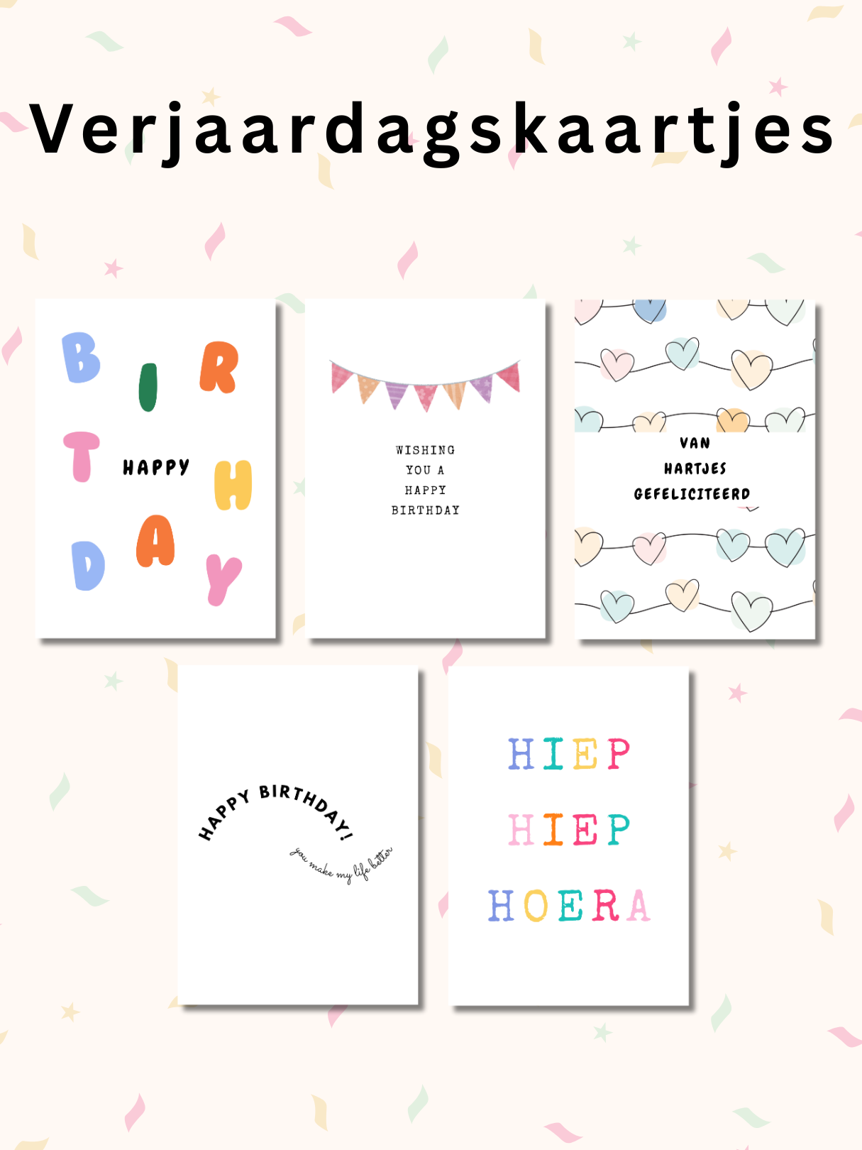 Verjaardagskaartjes set 1