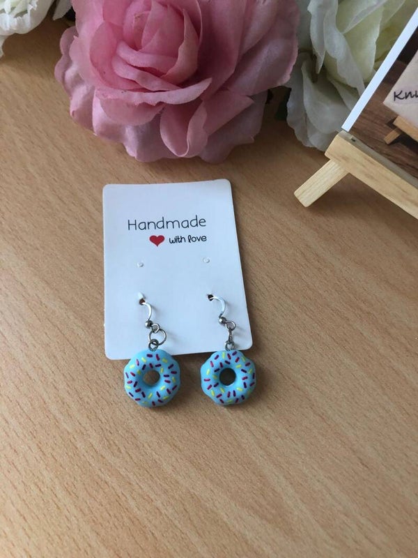 Oorbellen donuts blauw