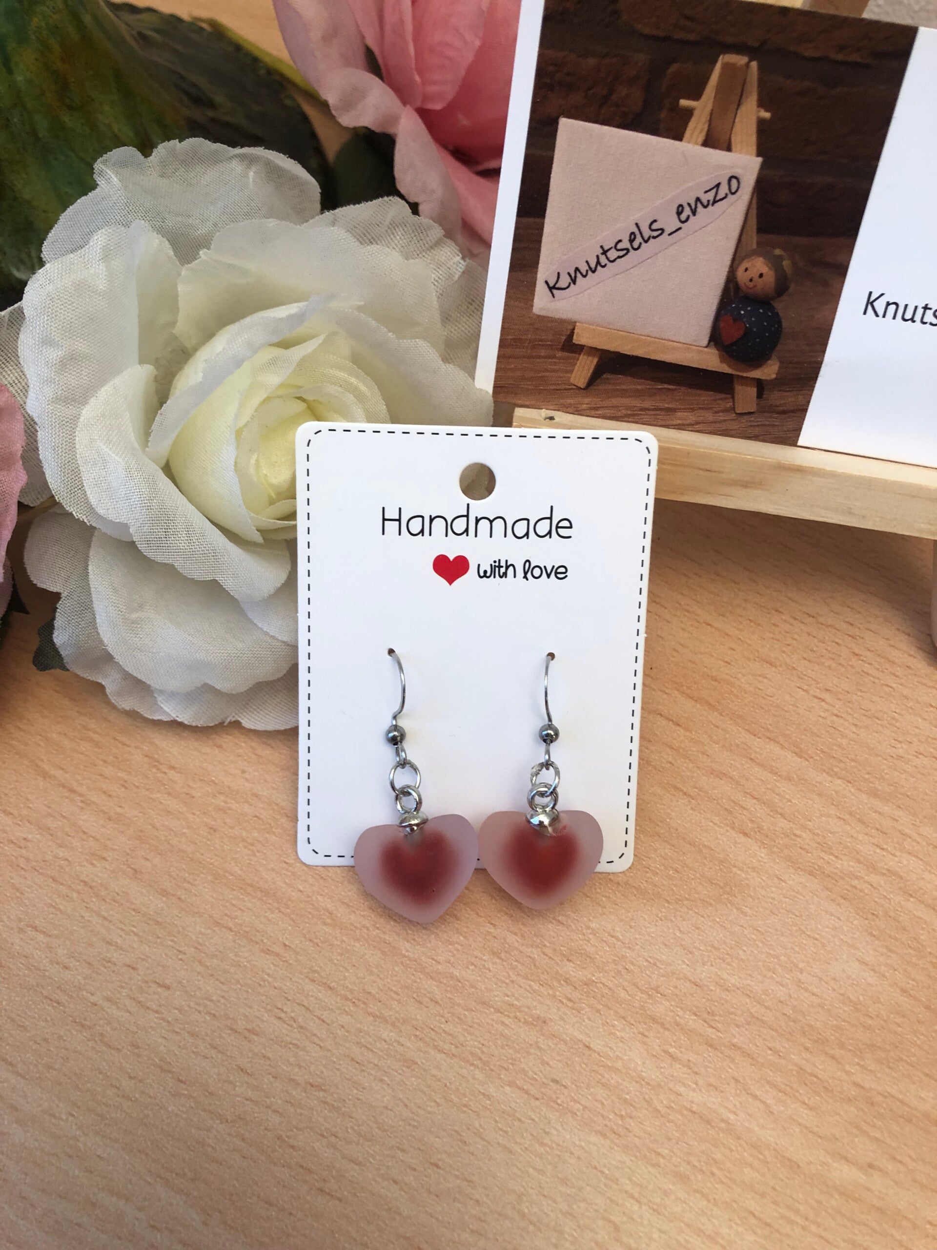 Oorbellen 'frosted' hart