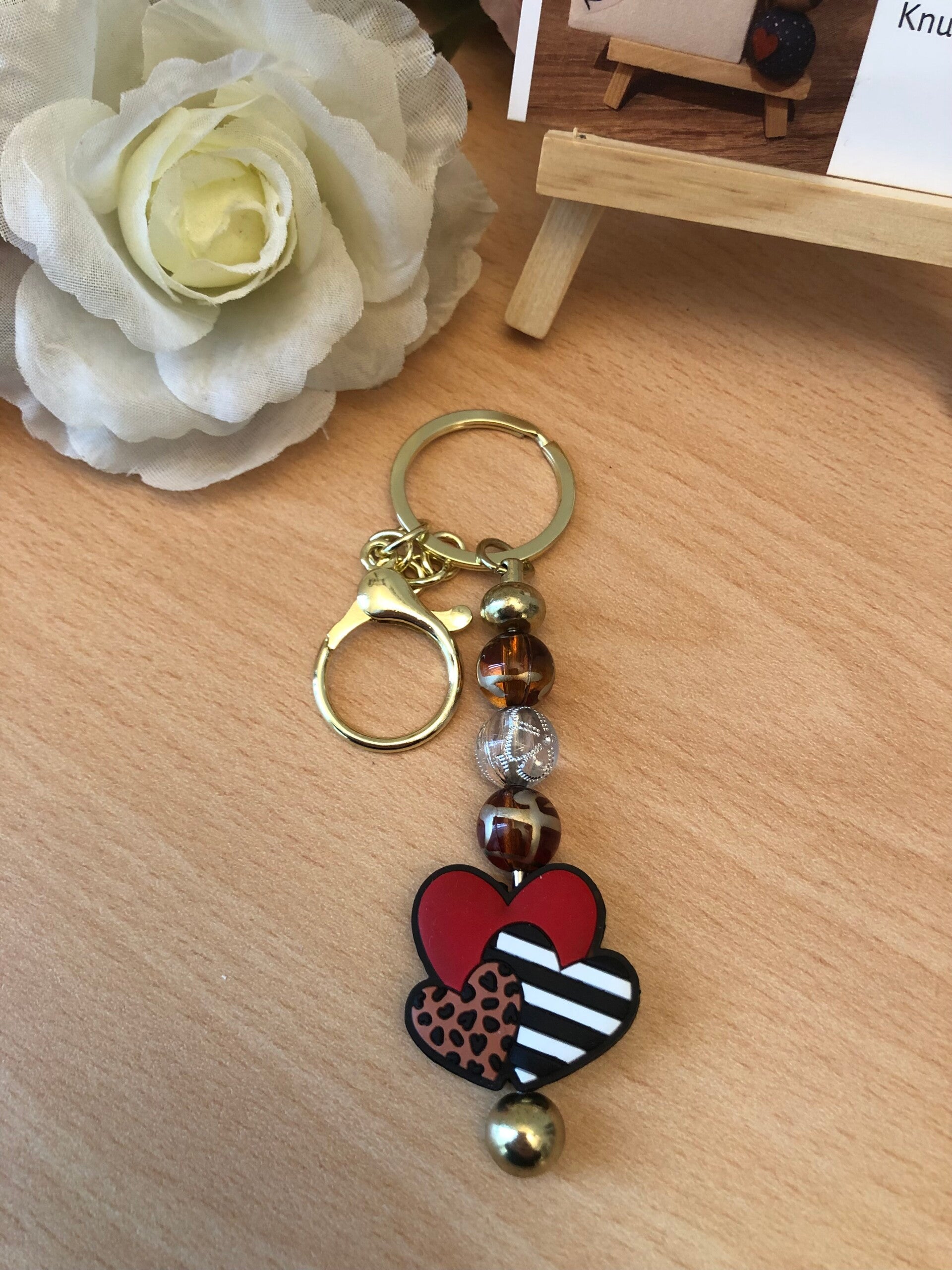 Sleutelhanger 3 hartjes