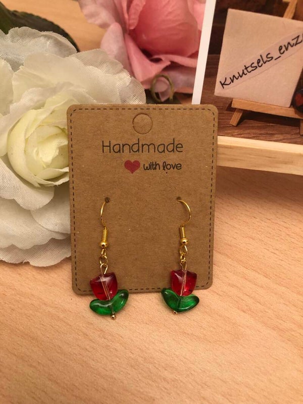 Oorbellen tulp rood
