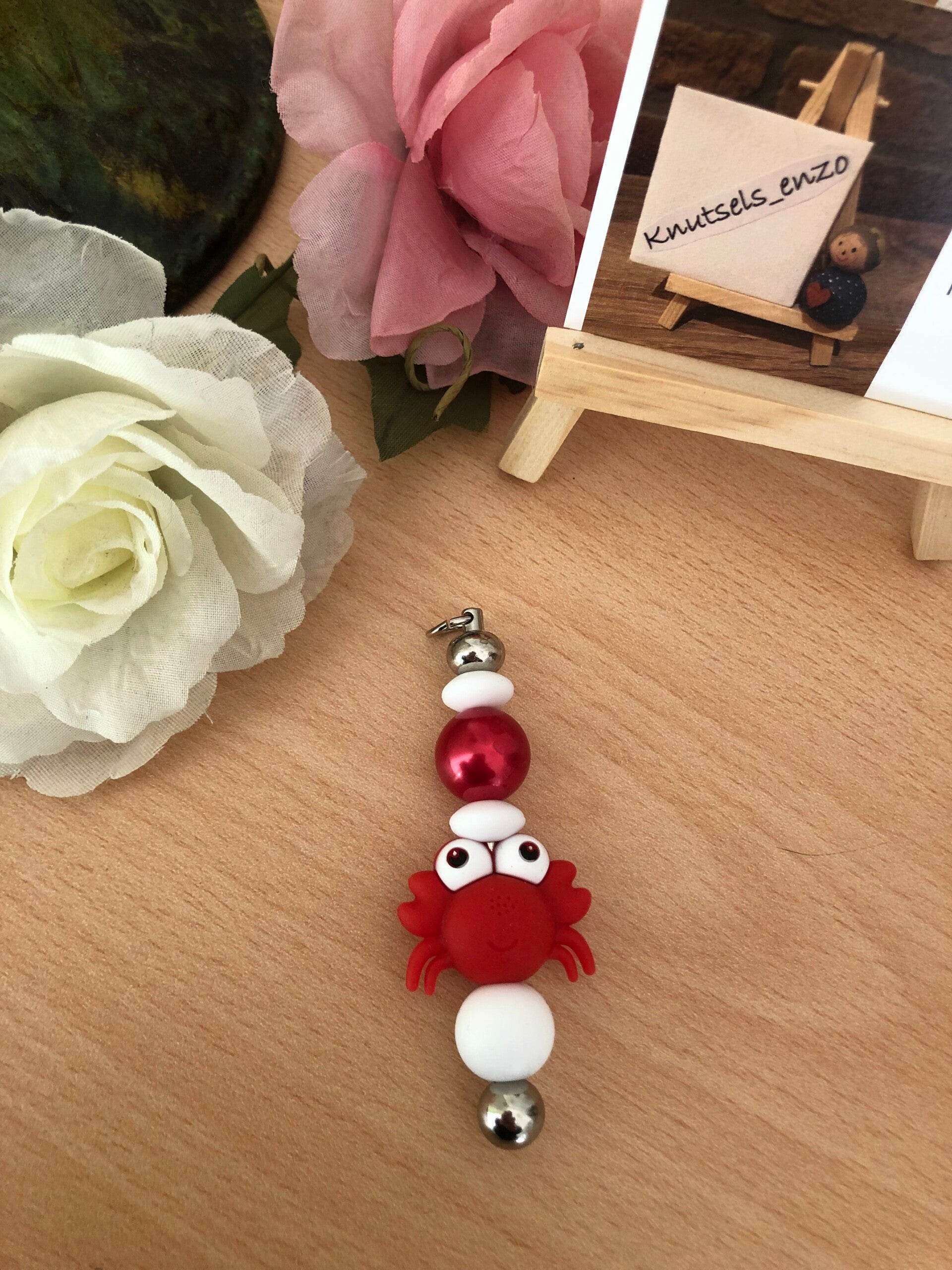 Sleutelhanger pin rode krab