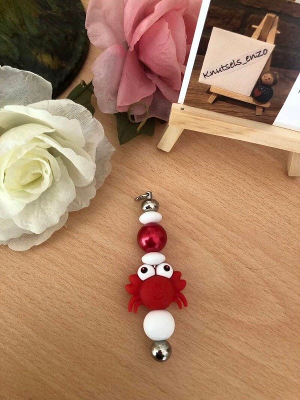 Sleutelhanger pin rode krab