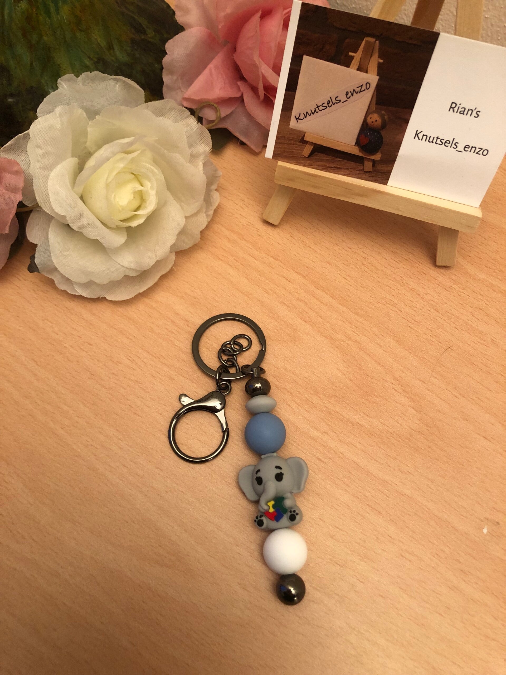 Sleutelhanger ‘Puzzelstukjes Olifant’