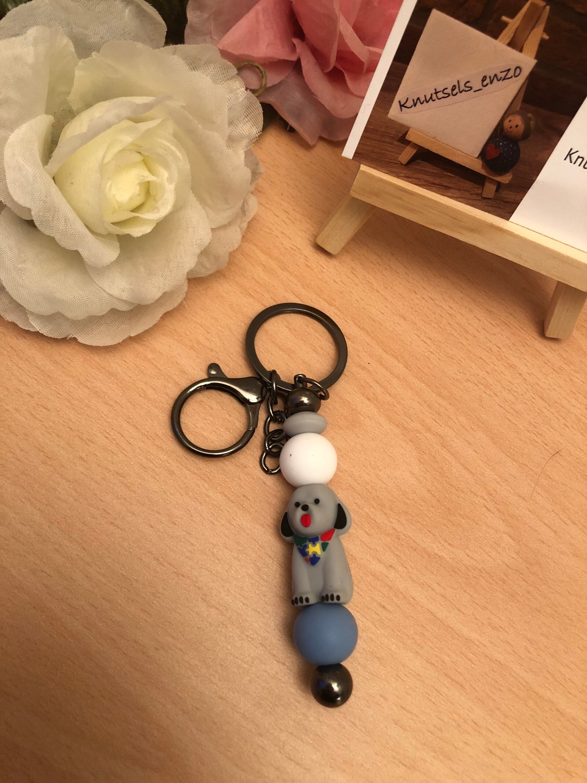 Sleutelhanger ' puzzelstukjes ' Hondje