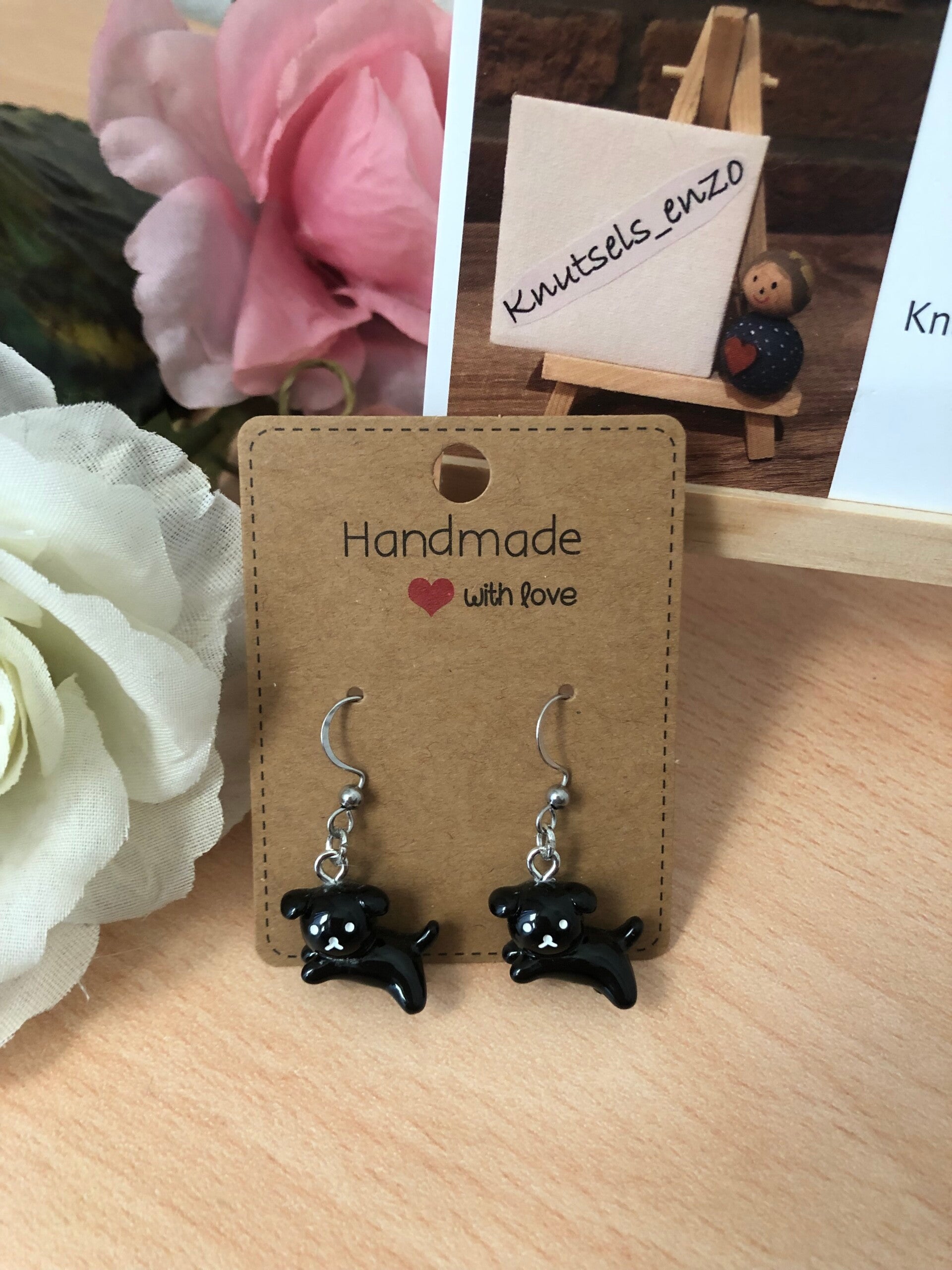 Oorbellen zwart hondje