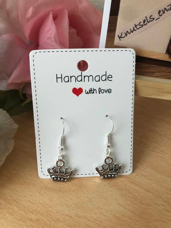 Oorbellen zilverkleurige kroon