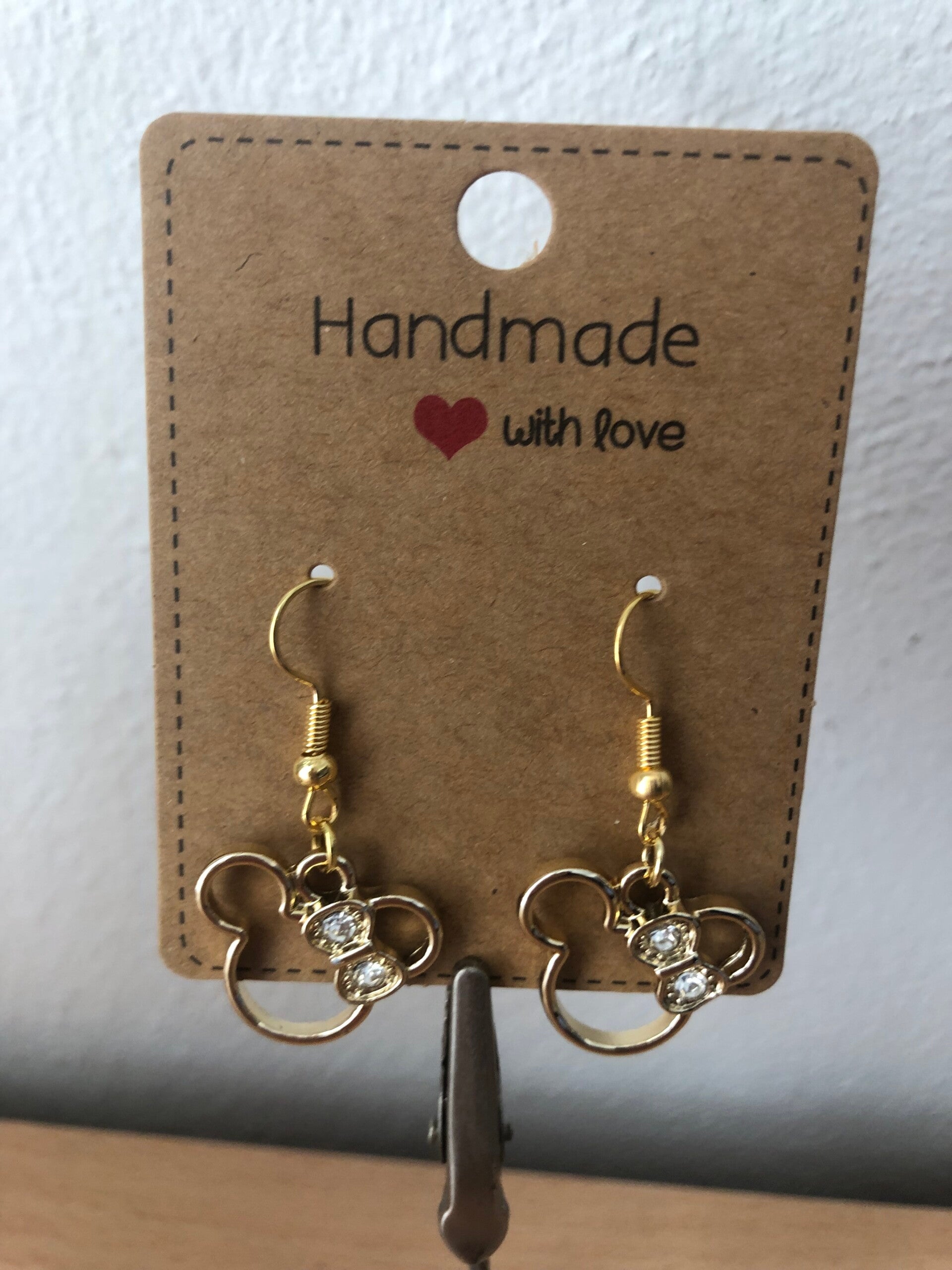 Oorbellen goudkleurige Minnie Mouse (open)