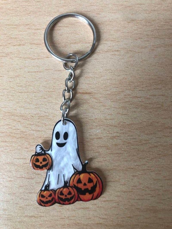 Sleutelhanger Halloween pompoenspook