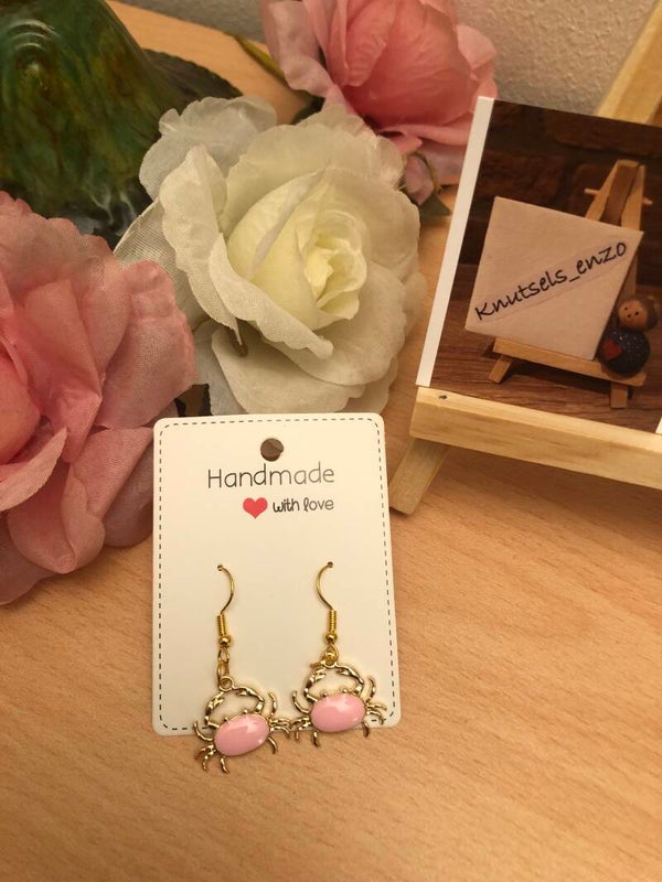 Oorbellen krabben roze