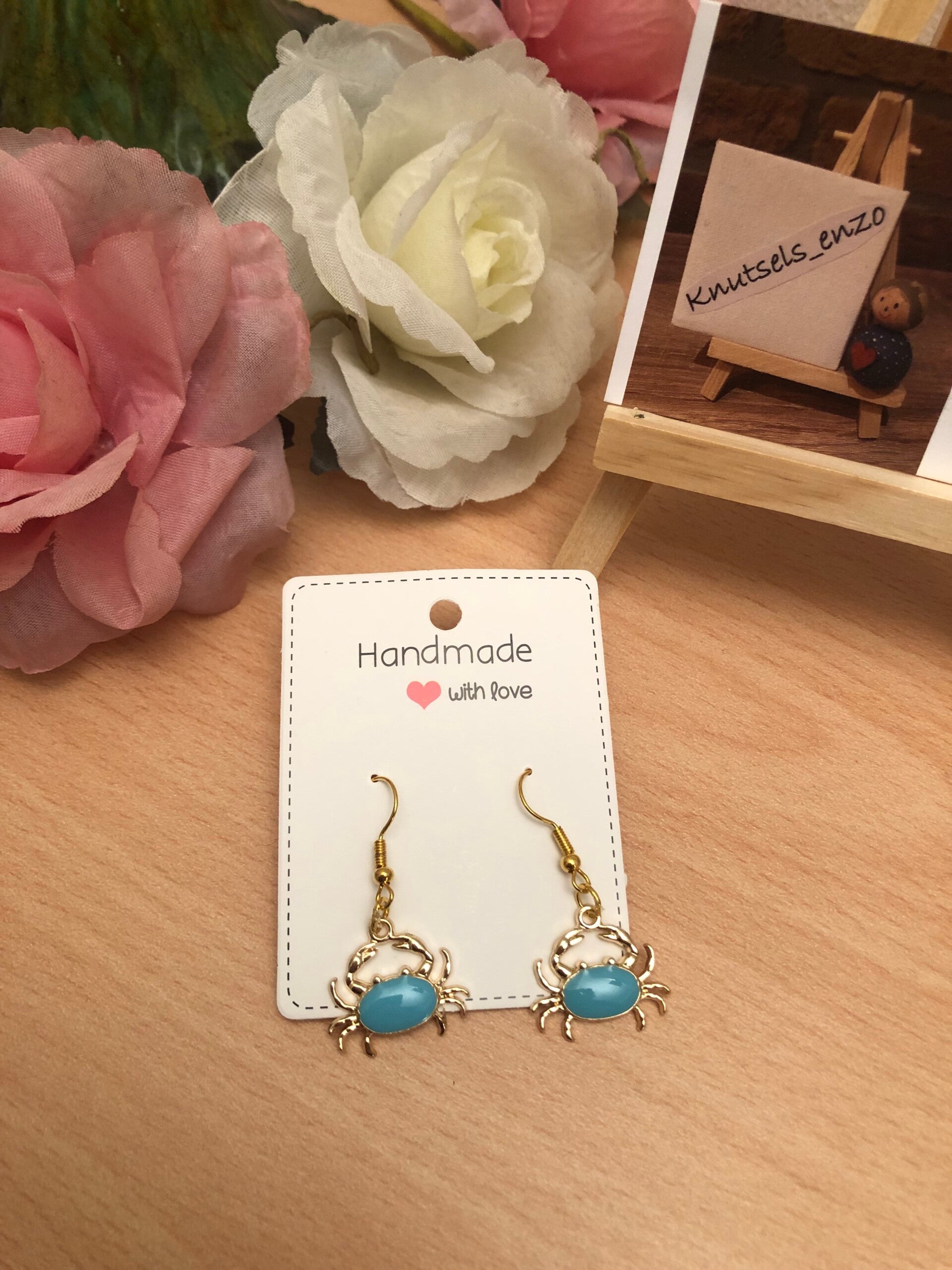 Oorbellen krabben blauw