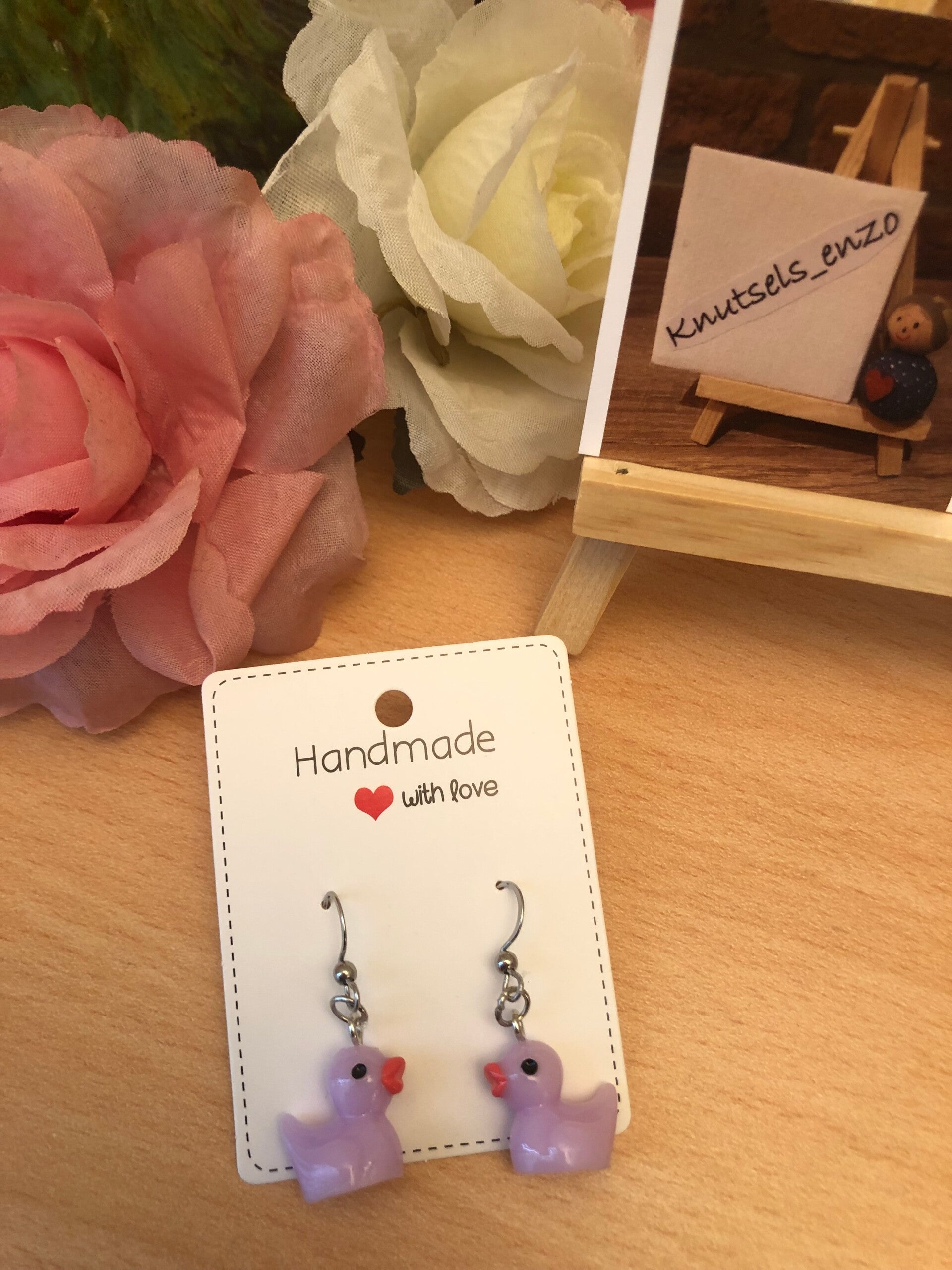 Oorbellen badeendjes licht paars