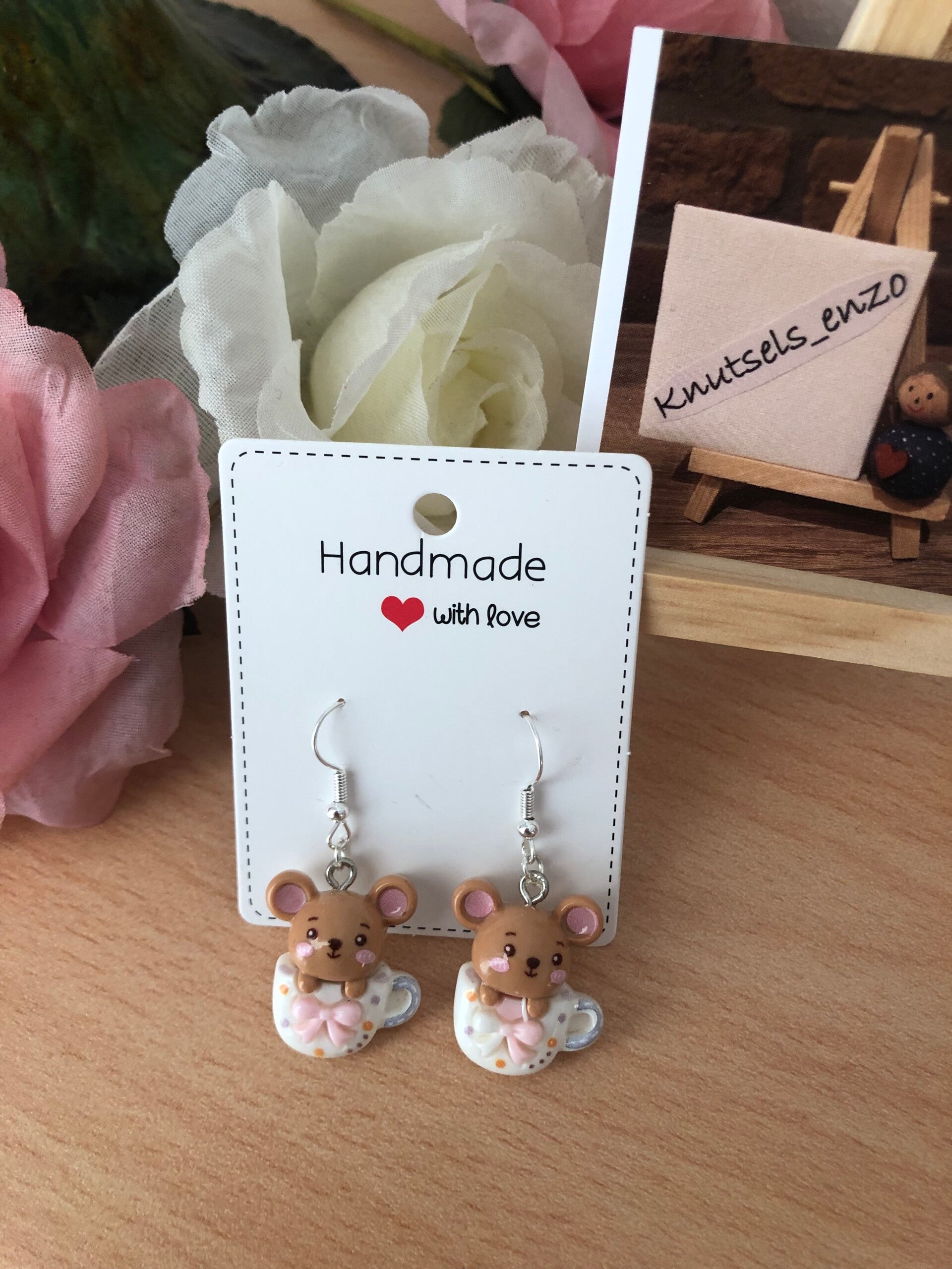 Oorbellen Alice in Wonderland - muis in theekopje