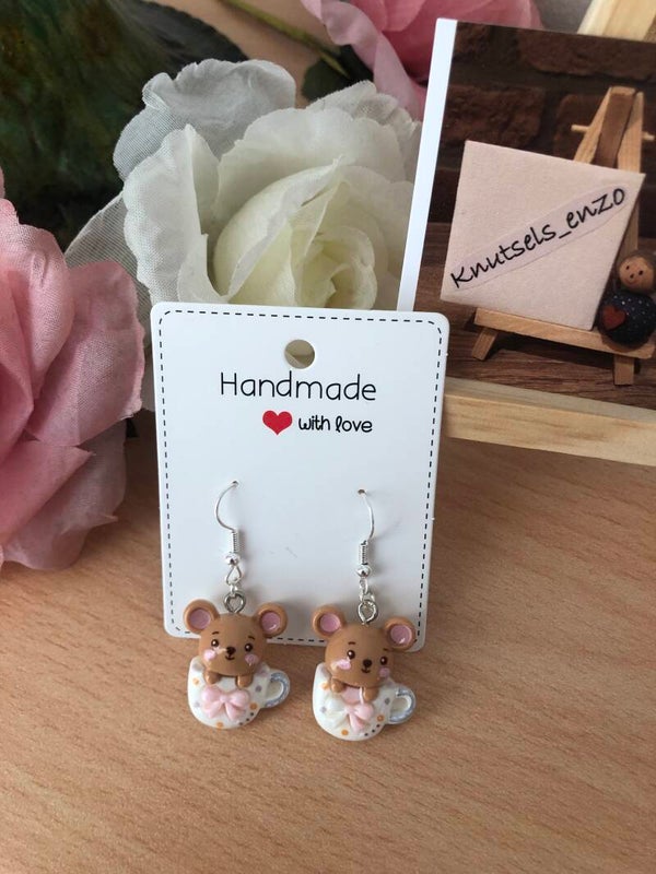 Oorbellen Alice in Wonderland - muis in theekopje