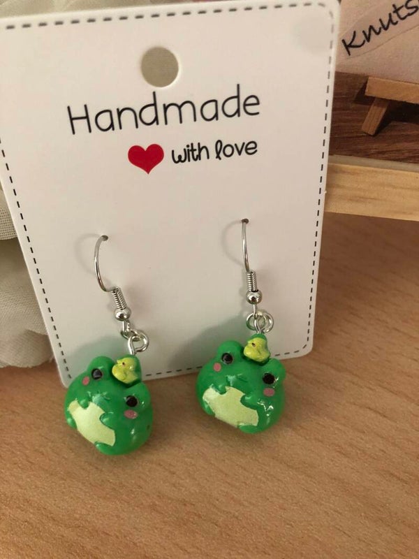 Oorbellen kikker met eendje