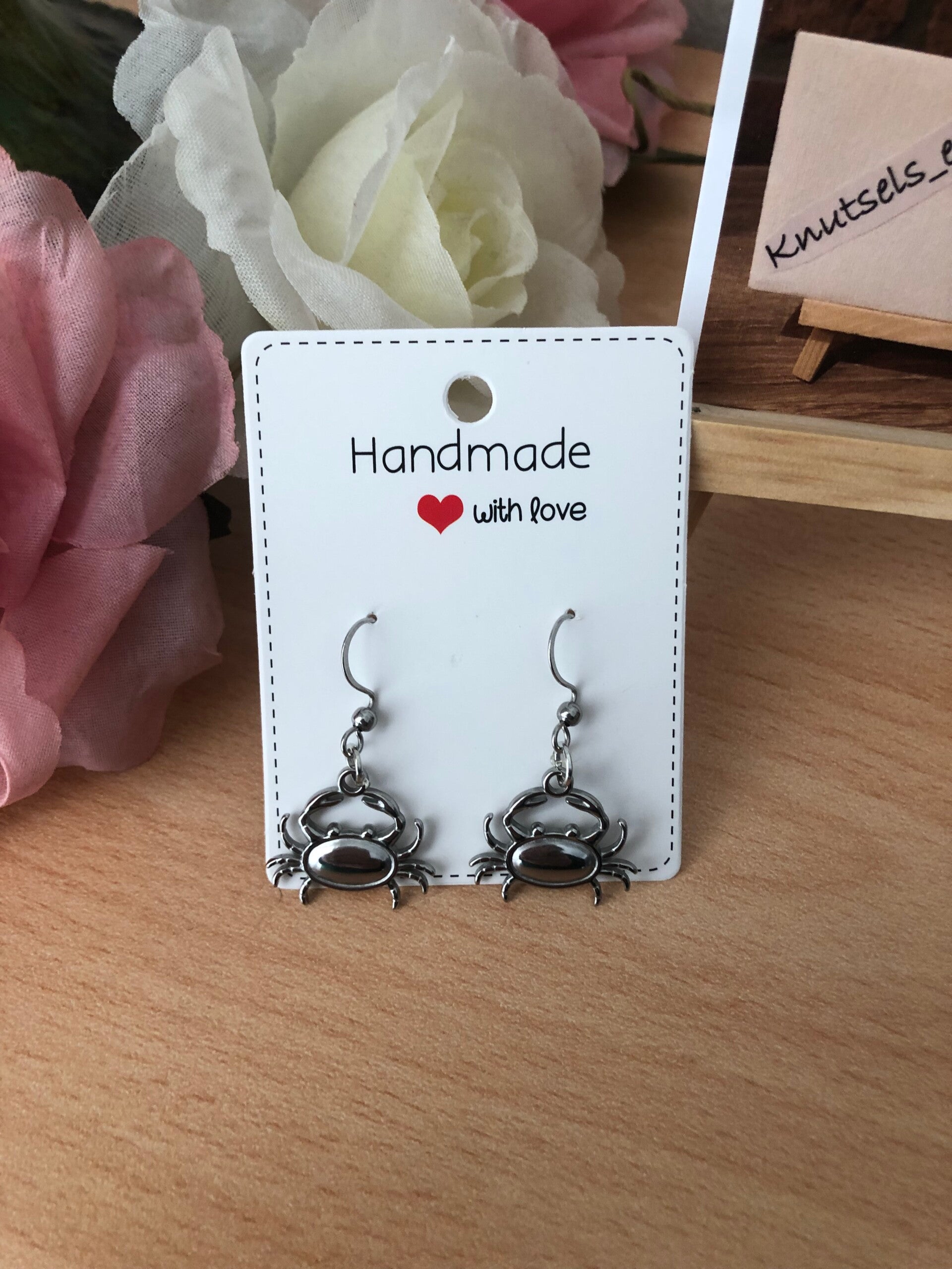 Oorbellen zilverkleurige krabben