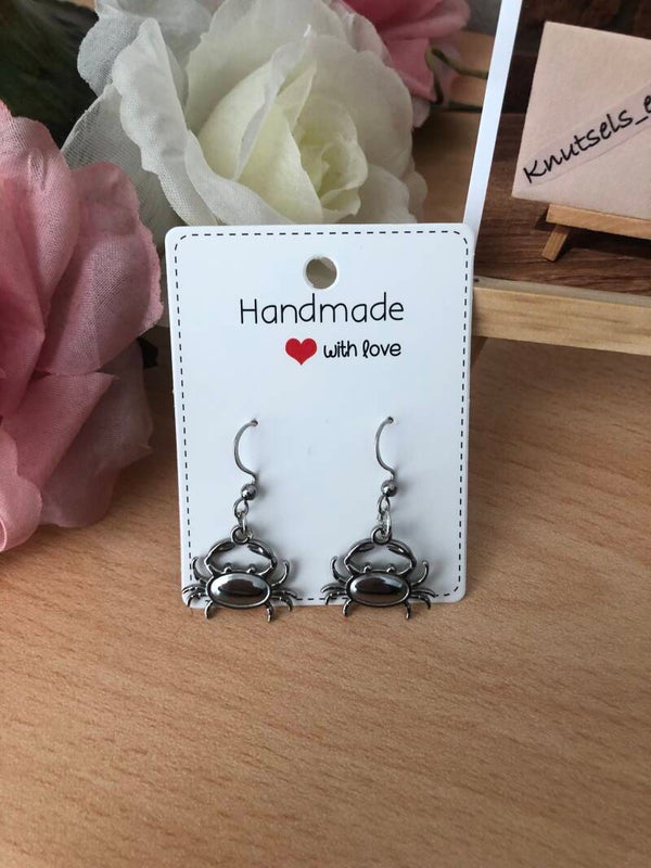 Oorbellen zilverkleurige krabben