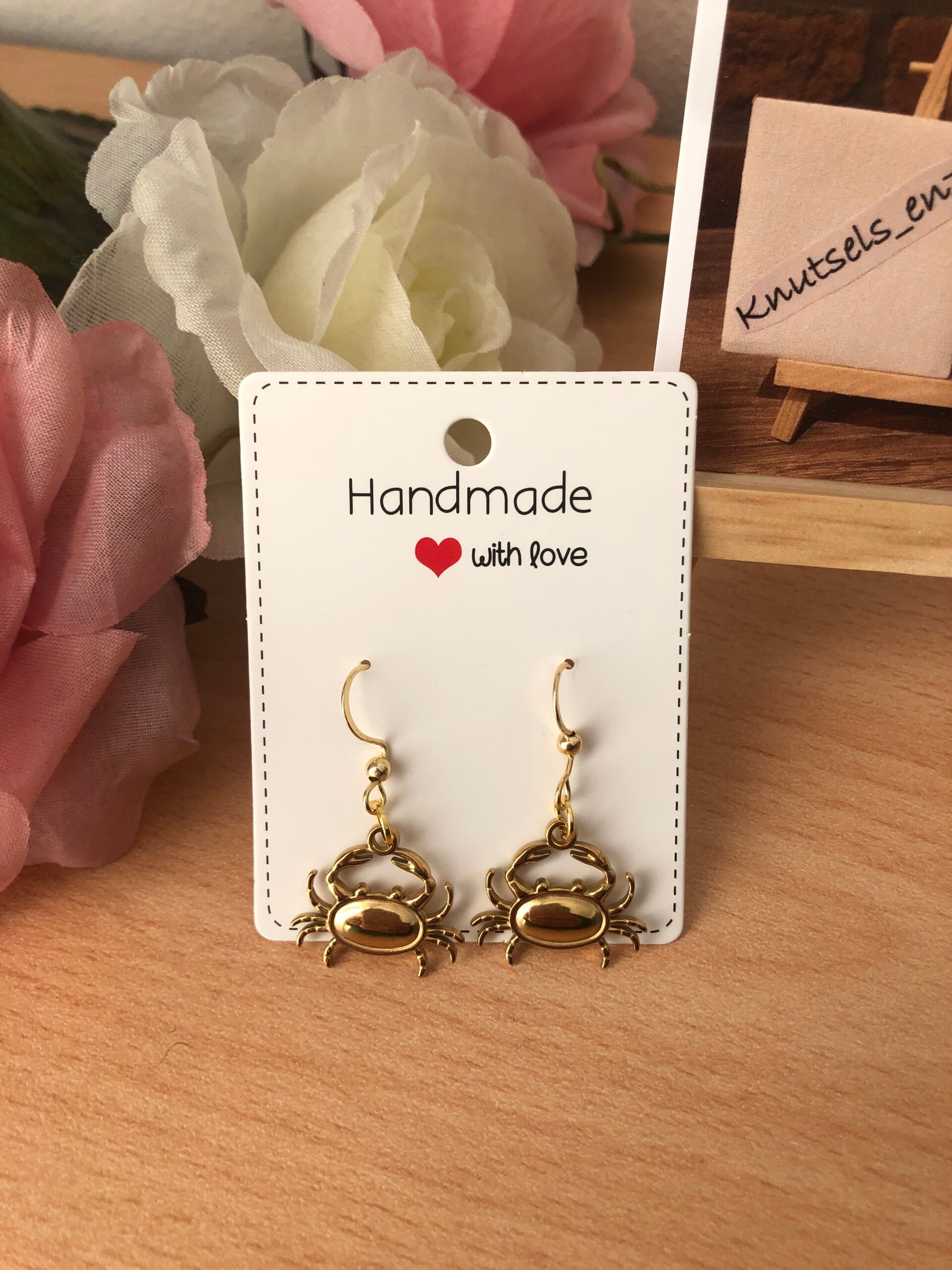 Oorbellen goudkleurige krabben