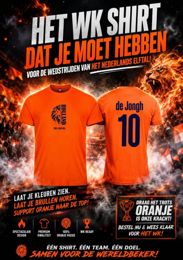 Holland shirt WK 26 met eigen naam en nummer