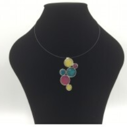 Ketting Rainbow 925 zilver met ingegoten gekleurd epoxyhars