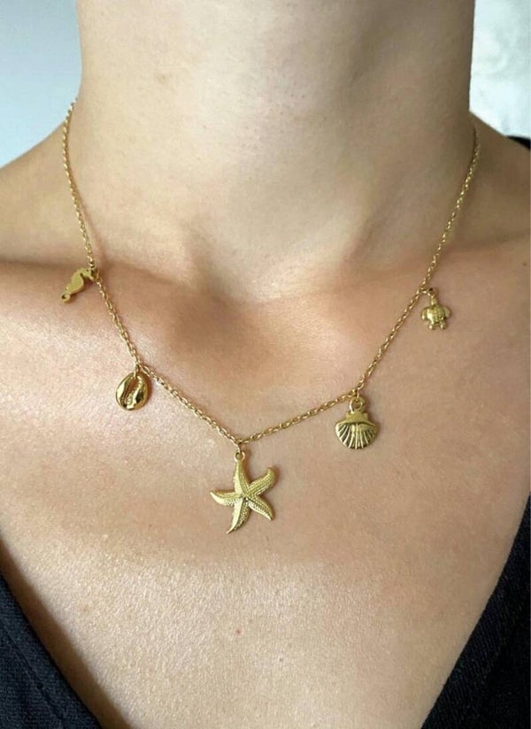 Collier acier inoxydable breloques étoile de mer