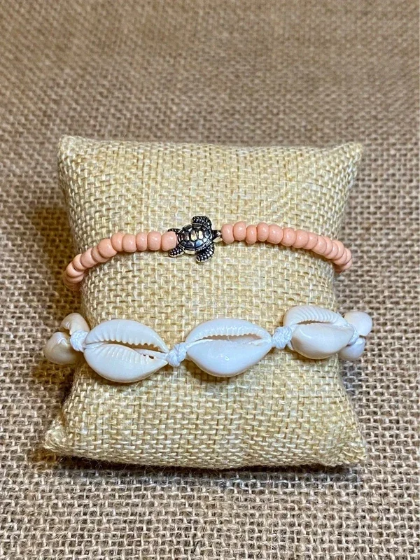 Ensemble bracelets de cheville coquillages tortue