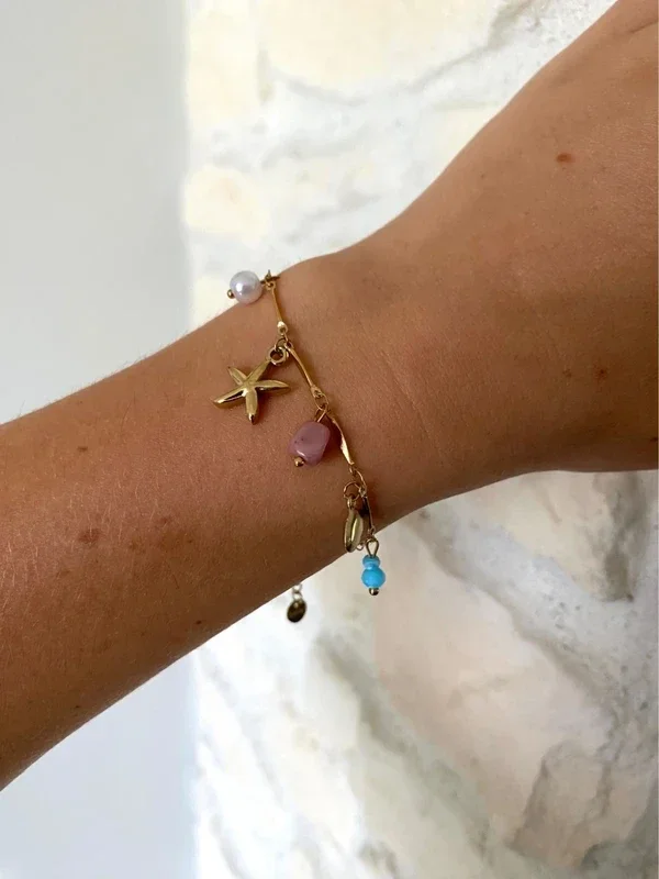 Bracelet acier inoxydable breloque étoile de mer