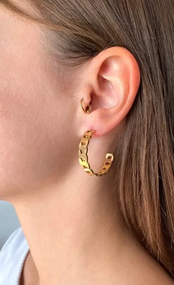 Boucles d'oreilles créoles ajouré acier inoxydable