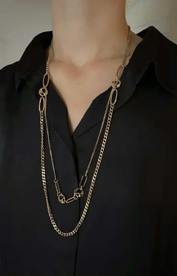 Sautoir acier inoxydable 2 rangs