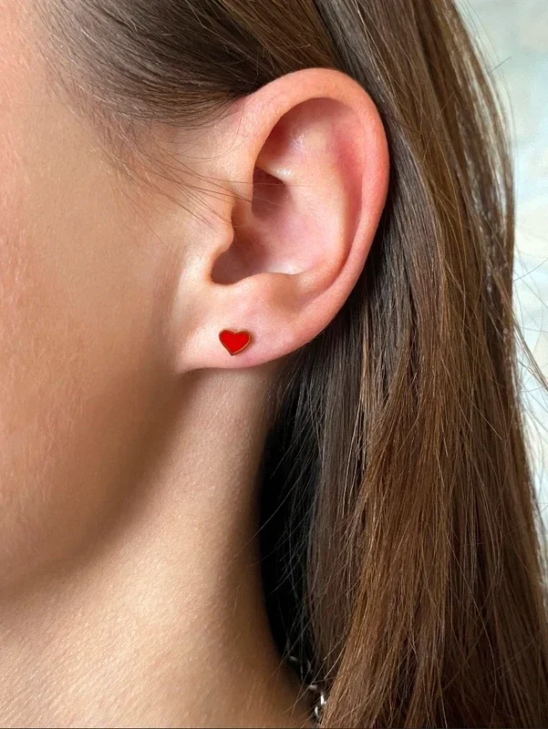 Puces cœurs rouges acier inoxydable