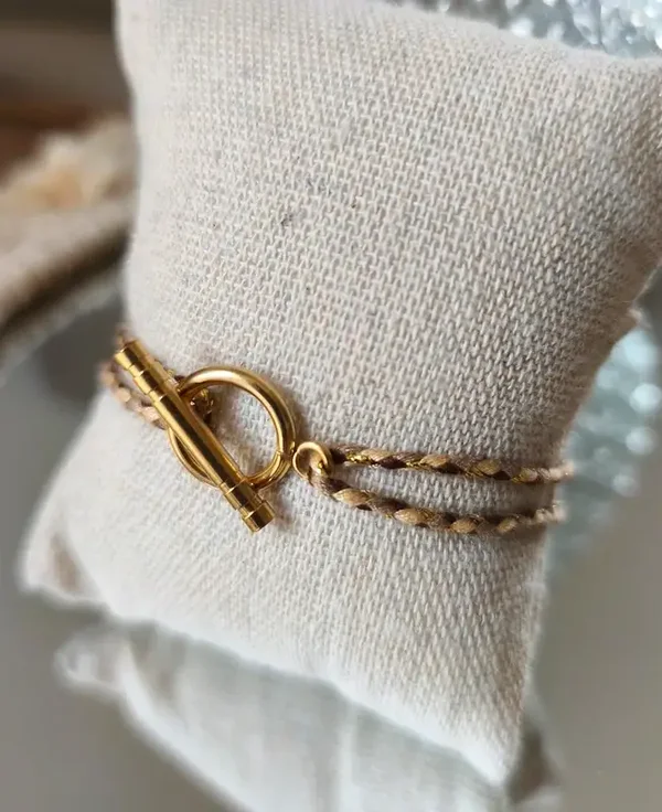 Bracelet fermoir OT sur cordons acier inoxydable