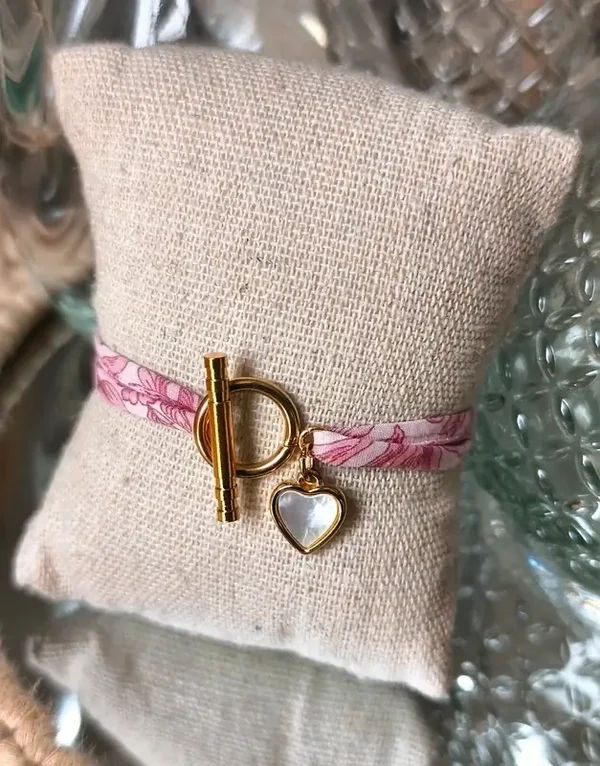 Bracelet Liberty OT acier inoxydable cœur en nacre