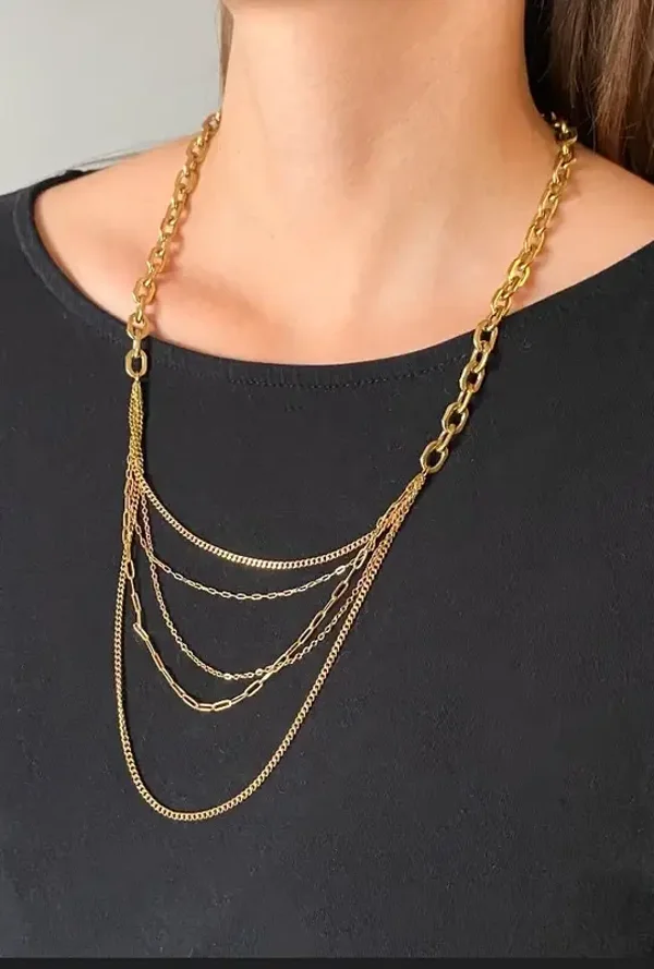 Sautoir multi-rangs acier inoxydable