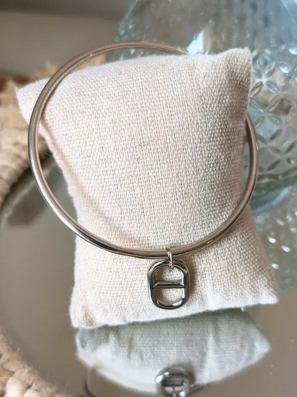 Bracelet jonc breloque maille marine acier inoxydable