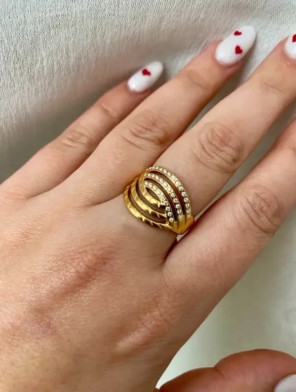 Bague acier inoxydable argenté et strass