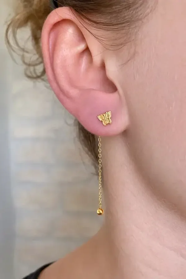 Boucles d’oreilles sous lobe papillons