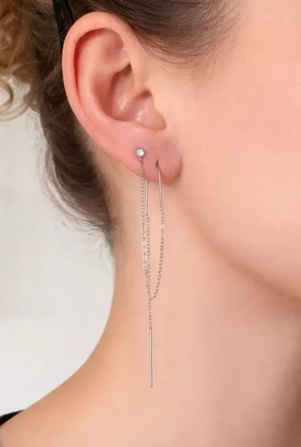 Boucles d’oreilles double trou chaînette