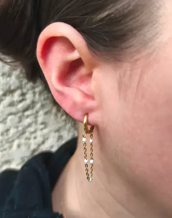 Boucles d'oreilles mini créoles chainettes émail de couleur