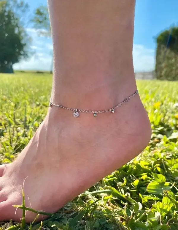 Chaîne de cheville rond de strass