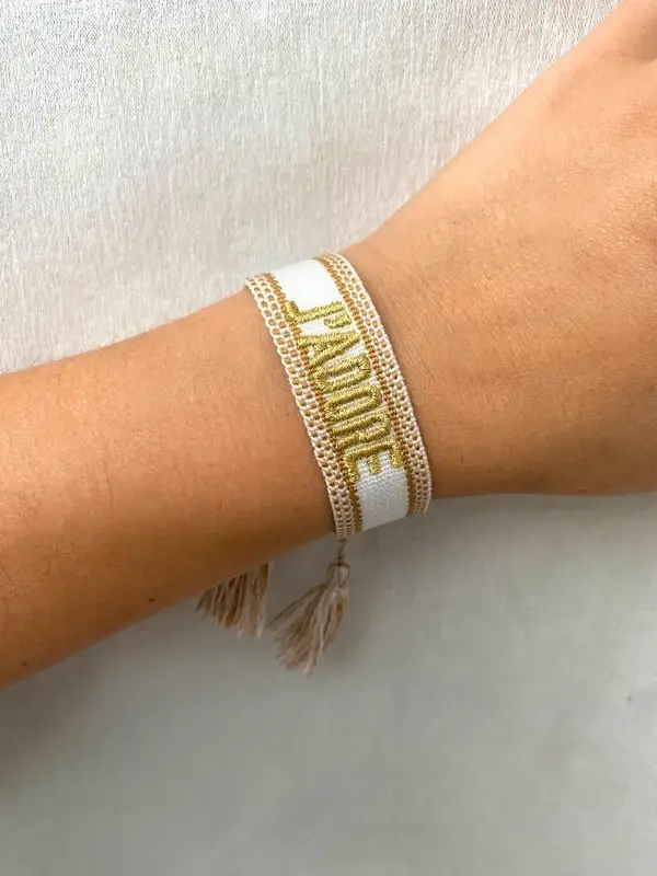 Bracelet tissu "J'adore" coloris au choix
