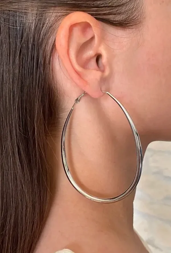Boucles d’oreilles grandes créoles ovales