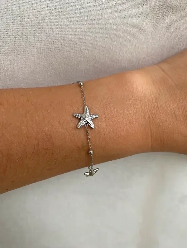Bracelet acier inoxydable argenté ou doré étoile de mer