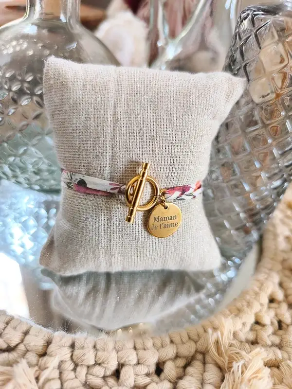 Bracelet Liberty médaillon fermoir OT acier inoxydable