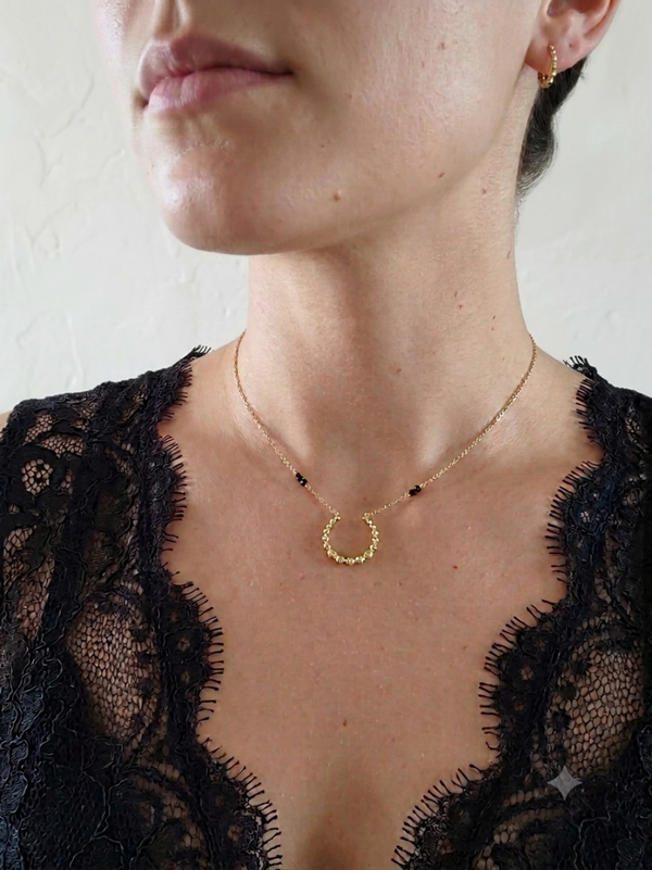 Collier pierres obsidienne noire