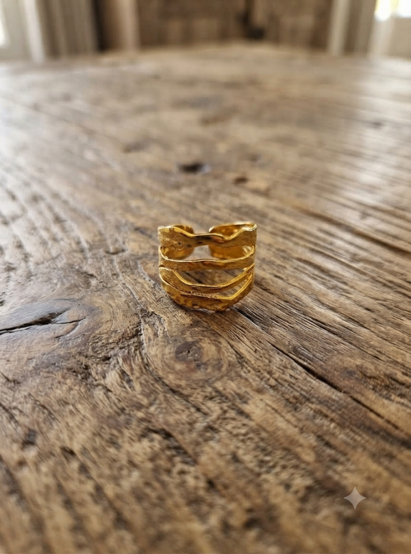 Bague multirangs martelée