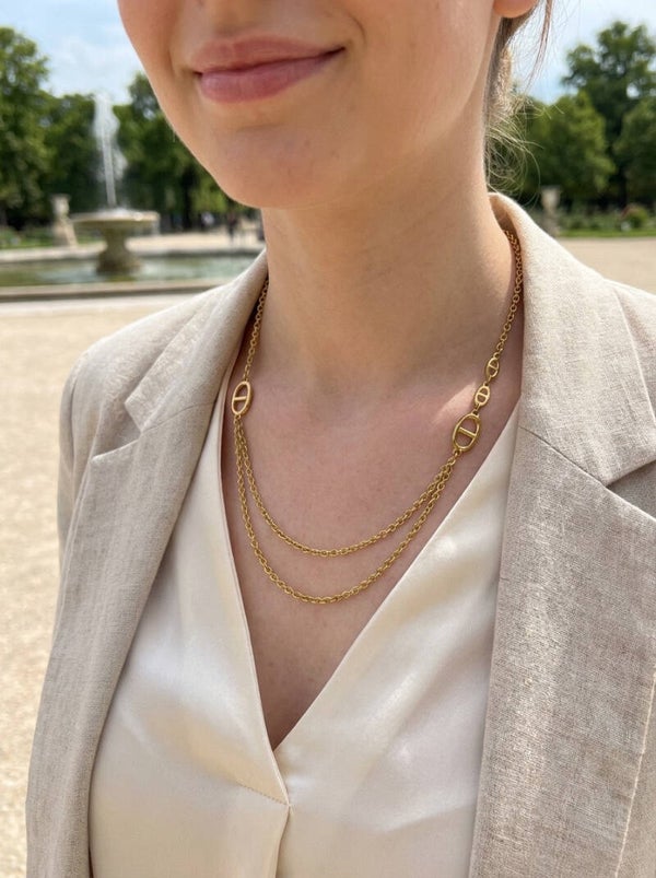 Collier maille marine double chaîne
