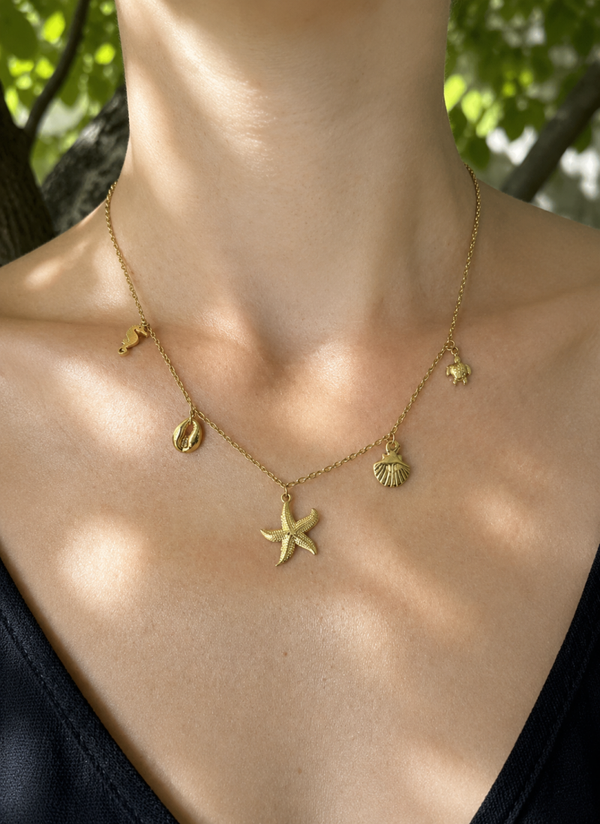 Collier acier inoxydable breloques étoile de mer