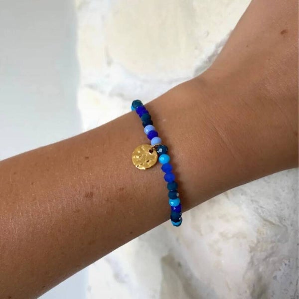 Bracelet élastiques pampille acier inoxydable pierres cristal